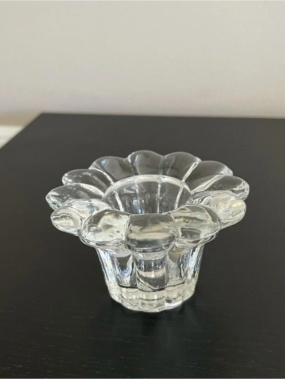 Vintage KIG Crystal Candle Holder Flower Petal Design Indonesia 2 Inch